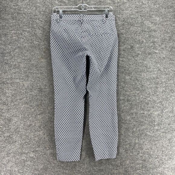 5/$45 H&M Pants Women 8 Blue Geometric Mid Rise Flat Front Chino Skinny  Cotton - Picture 2 of 10